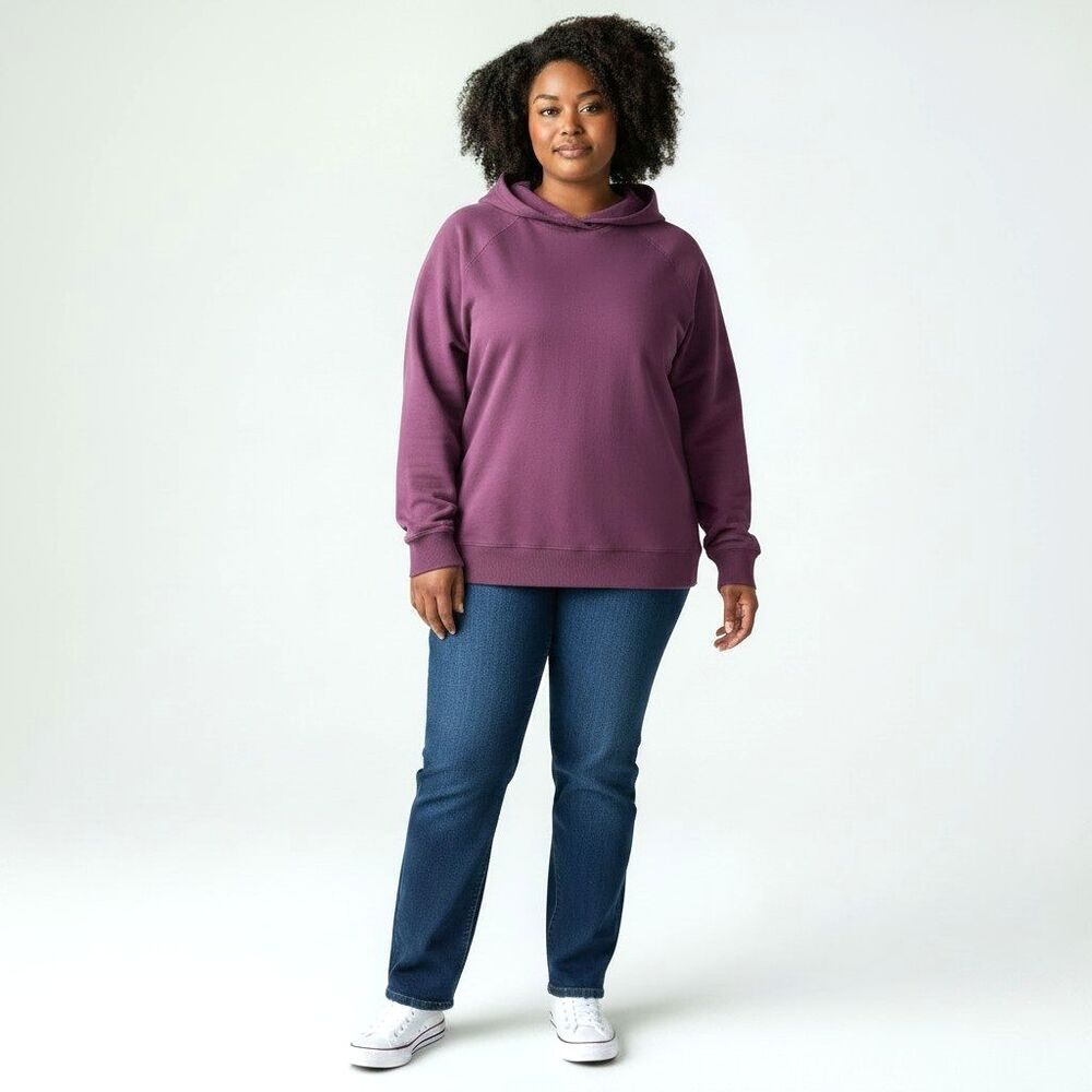 Eileen Fisher Women's 2X Purple Tencel Terry Knit Pullover Hoodie Relaxed Fit